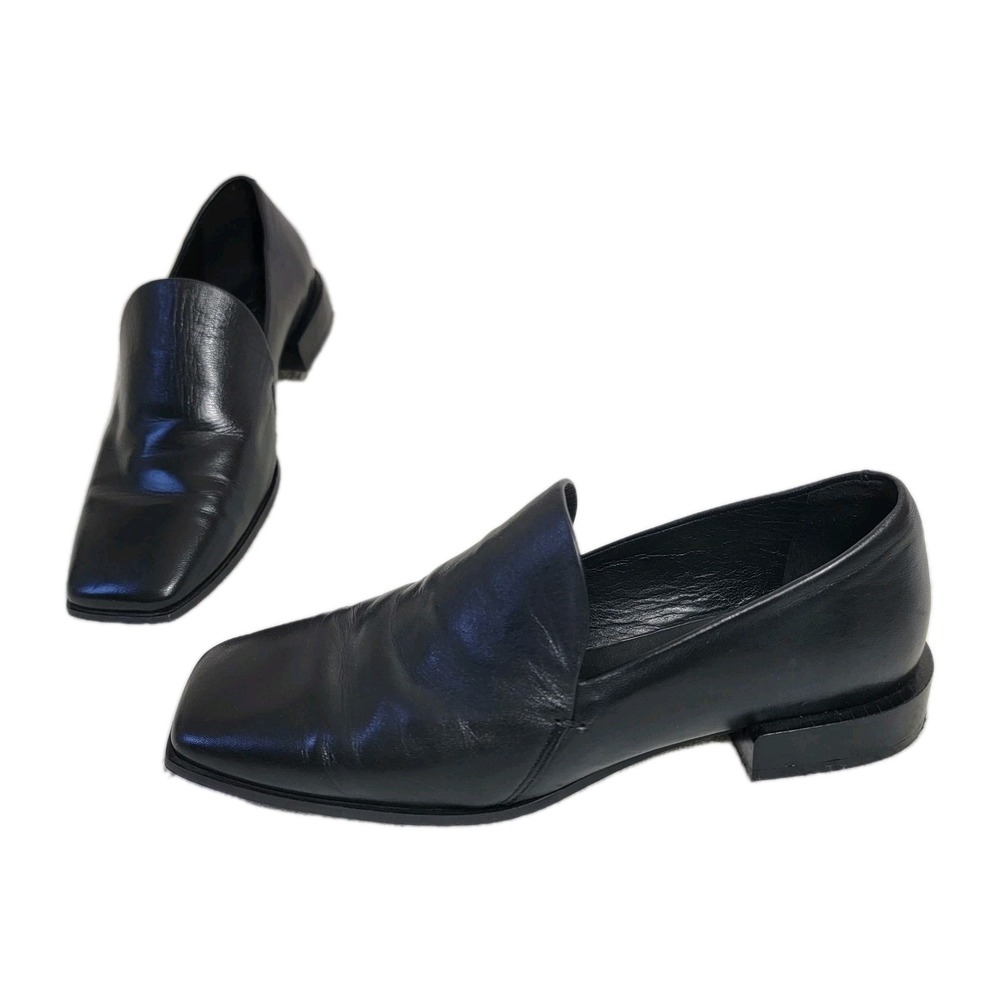 COS Black Leather Square-Toe Loafers